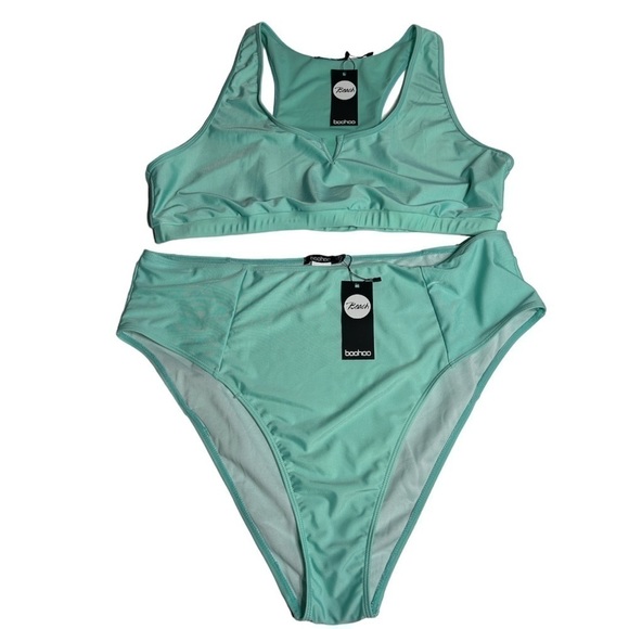 Boohoo plus essentials notch neck bikini top & high waisted bikini brief size 18 - Picture 1 of 7